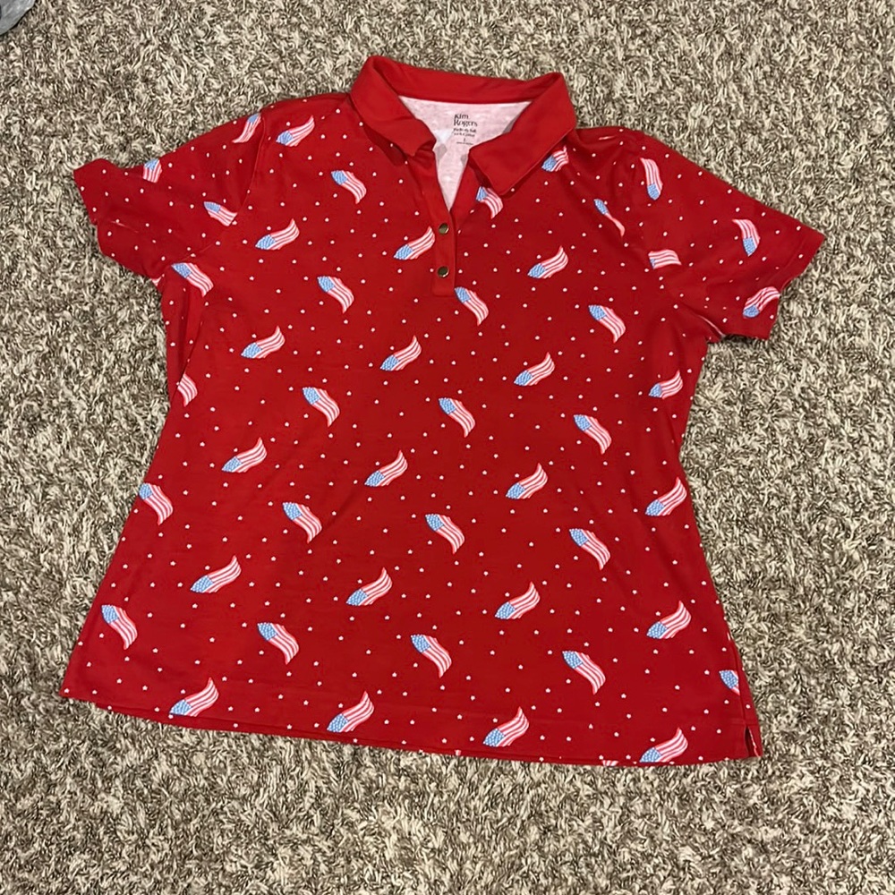 Kim Rogers Patriotic Perfectly Soft 100% Cotton Polo